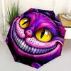 1 stk. Cheshire Cat Fantasy Automatisk Åben/Lukke Foldbar Kompakt Paraply, 8 Stærke Ribber, Letvægt Bærbar, Til Hverdagsbrug, Gave,,105