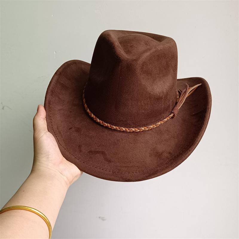 Cowboy Hat Suede Solid Color Men and Women Wide Brim Jazz Hat Outdoor Sun Hat Suitable for All Kinds of Parties Knigh