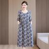 Übergröße Damen Langes Freizeitkleid Schmal geschnittenes Kleid Kurzarm Druckkleid Sommerkleid für Damen