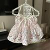 Floral Print Dog Dress, Breathable Summer Sleeveless Skirt For Small Pets