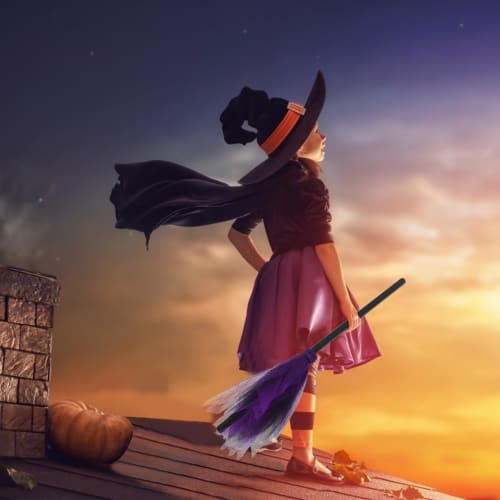 LALAFINA Halloween Witch Broom Costume for Kids, Party Props, Wizard Props, Dress Up, Masquerade Show, Lightweight (Random Color)