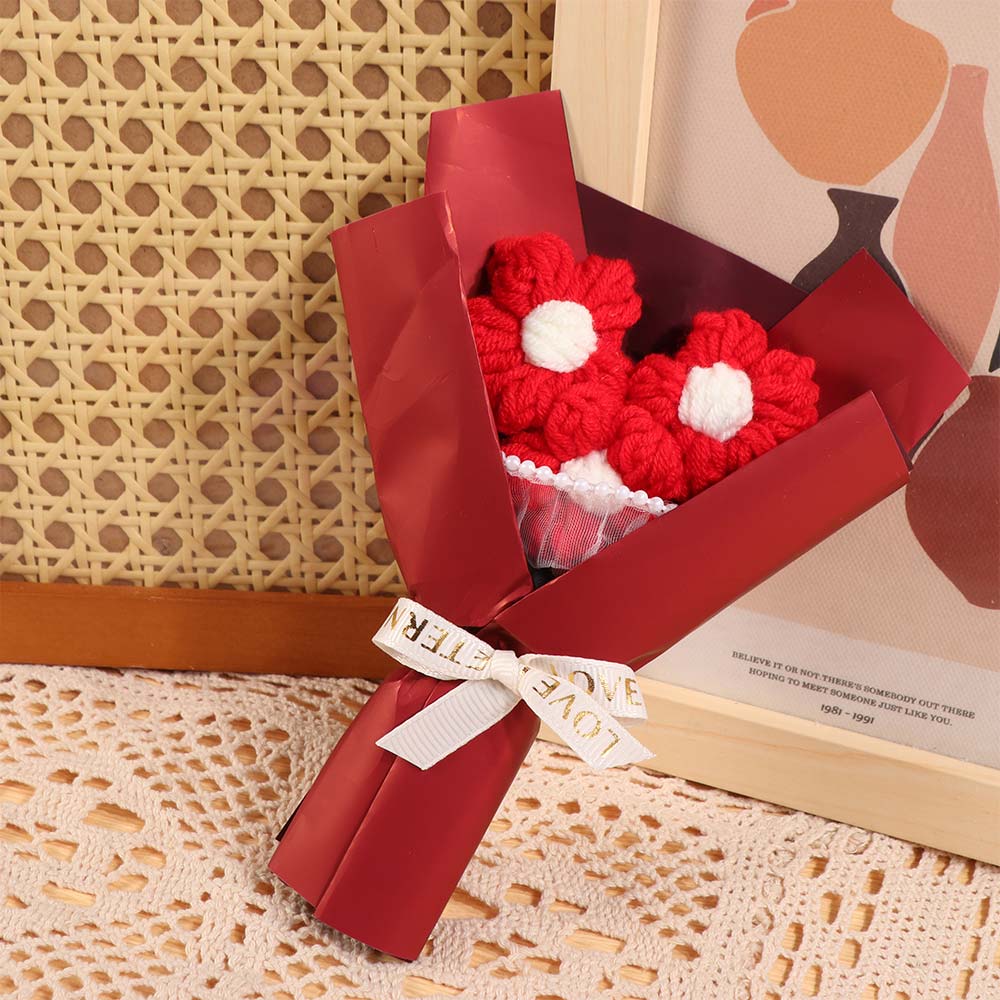 Fiore Lavorato a Maglia Fiore Artificiale Bouquet di Fiori Tessuto a Mano Tessuto Fiore Simulato Festa degli Insegnanti