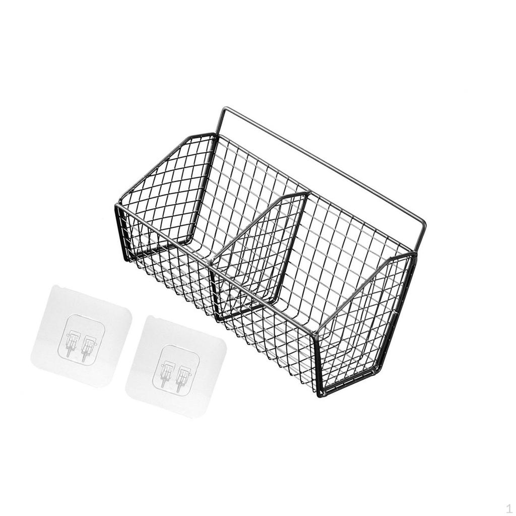 Fruit Basket Metal Wire Wall Mount Multifunctional Iron Grid Storage Baskets Hanging