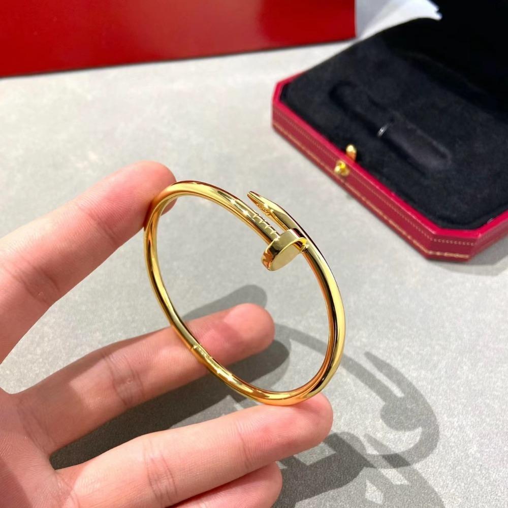 

V Gold Высокая версия Классический гвоздь Голова и хвост с бриллиантами Парный браслет Толстое покрытие 18К розовое золото Легкая роскошь High Version - Size 17