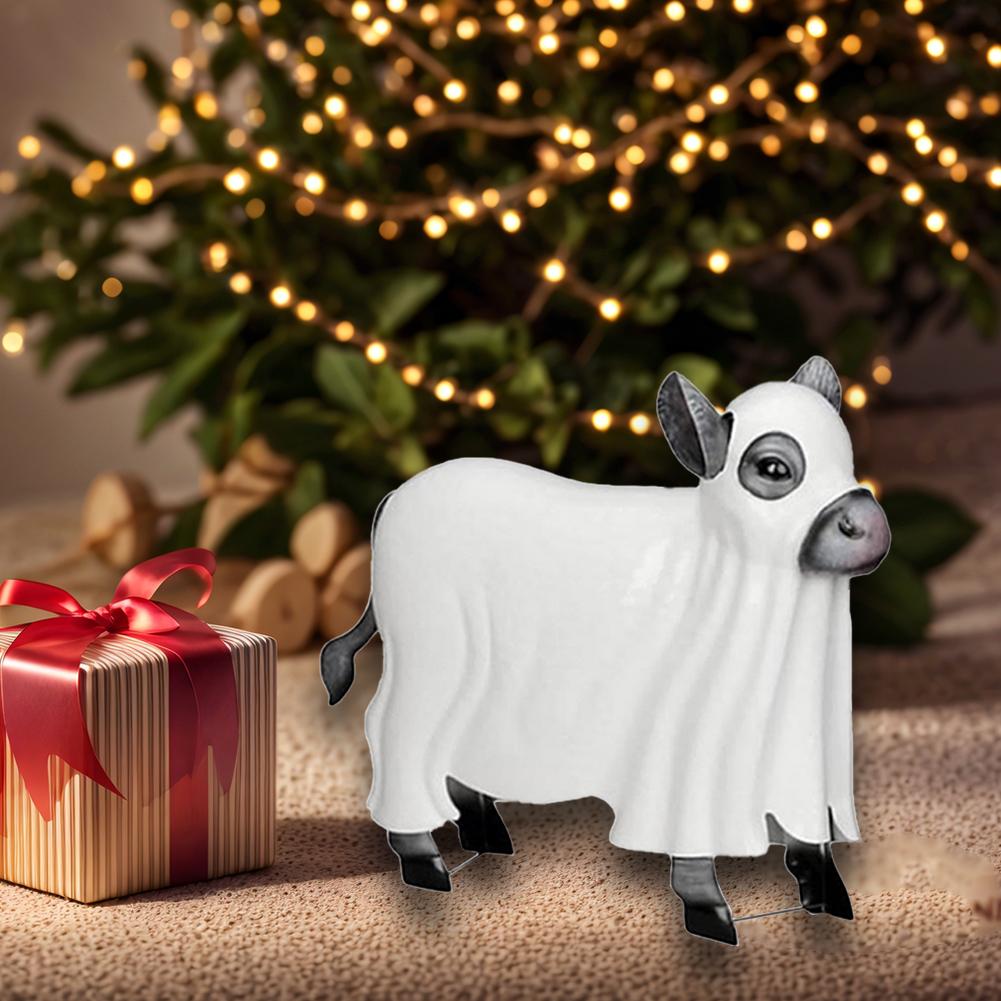 Halloween Strašidelná Figurka Ducha Krávy Pryskyřice Stolní Model Ducha Telátka Ručně Vyráběné Hororové Rekvizity Ducha Krávy pro Vnitřní Venkovní Zahradu