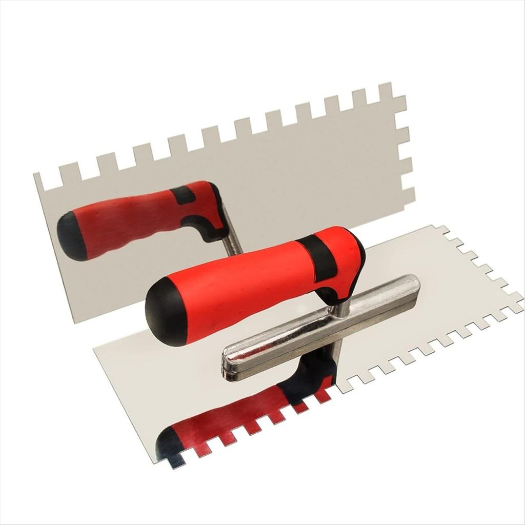 BHBL 1/2inch Square Notched Trowel,Stainless Steel Flat Finishing Trowel for Cement, Masonry Tile Installation Work