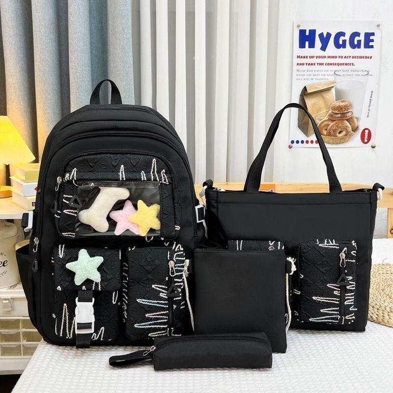 4pcs Backpack Set  Girl  Boy Cute Anti Splash Water  Elementary School Backpack Large Capacity Backpack for Junior High School Students