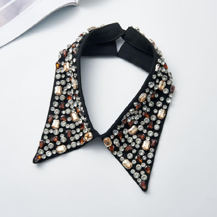 Women Pointed Faux Collar With Crystal Studded Multiuse Wardrobe Outfit Upgrade Decorative Collar For Casual Formal