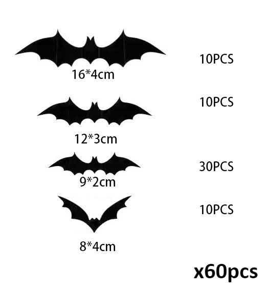 1-5Bags 3D Sticky Bats Halloween Decorations Black Bat Wall Decals Puffy Stickers for Party Favor Scary Theme Haunted House