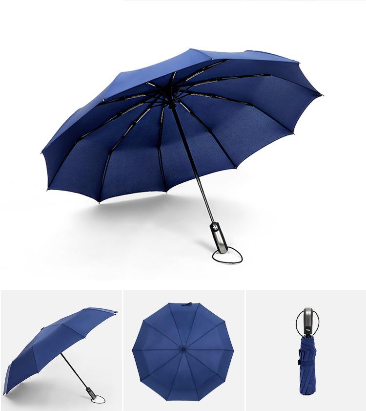 Three-fold automatic umbrella folding umbrella men's retro gentleman umbrella fixed umbrella