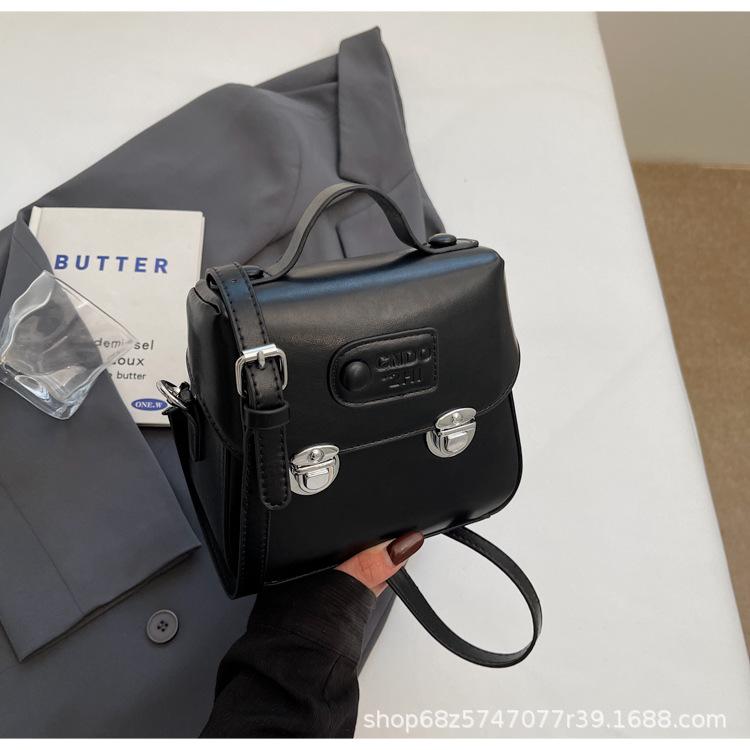 Shoulder bag retro small backpack 2025 spring new simple fashion messenger bag double lock small square bag women's bag