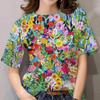Women's T-shirt Summer Short Sleeve Fashion Sexy Girls Clothes Y2k Print Tees Wowen's Floral Graphic Oversized T-shirt