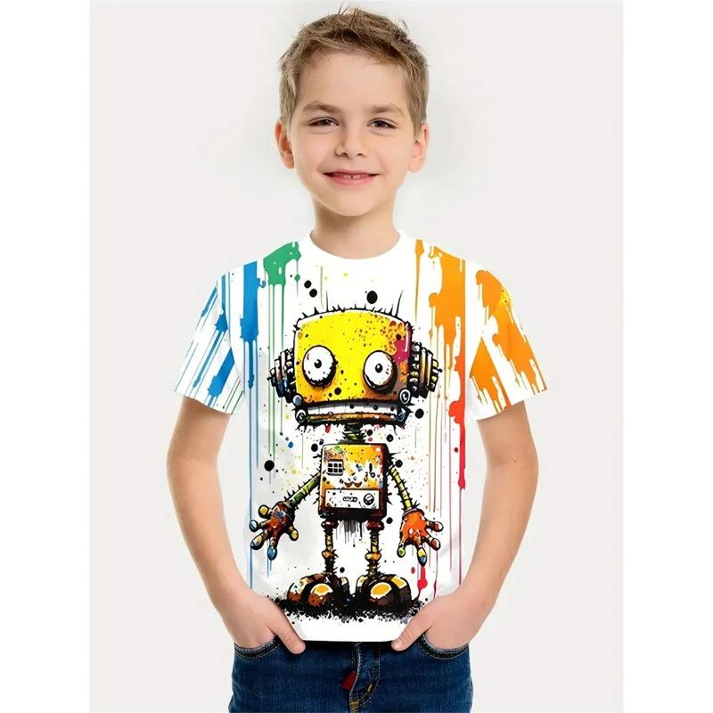 Letní dětské chlapecké oblečení Tričko s 3D potiskem kočky Tričko s krátkým rukávem Dětské oblečení Módní tričko pro chlapce Top Tričko