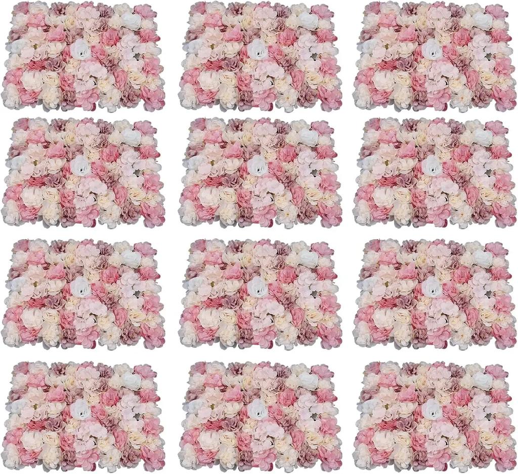 Artificial Flower Wall Panels,Flower Wall Mat Silk Flower Panels for Outdoor Garden Backyard Fence Fence Privacy Screen
