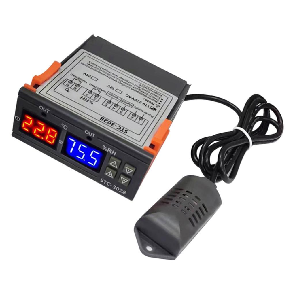 Temperature Humidity Controller - Digital LED Display Multifunction Hygrometer for Refrigerator