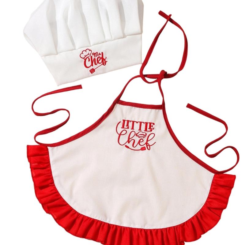 

Infant Cook Photography Props Set Apron And Hat Polyester Costume For Newborns Ideal For Baby Photos Taking красный