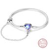 925 Silver Heart Shaped Series Love Forever Shining Zircon Bracelets Fit DIY Charm Beads Birthday Jewelry Gift
