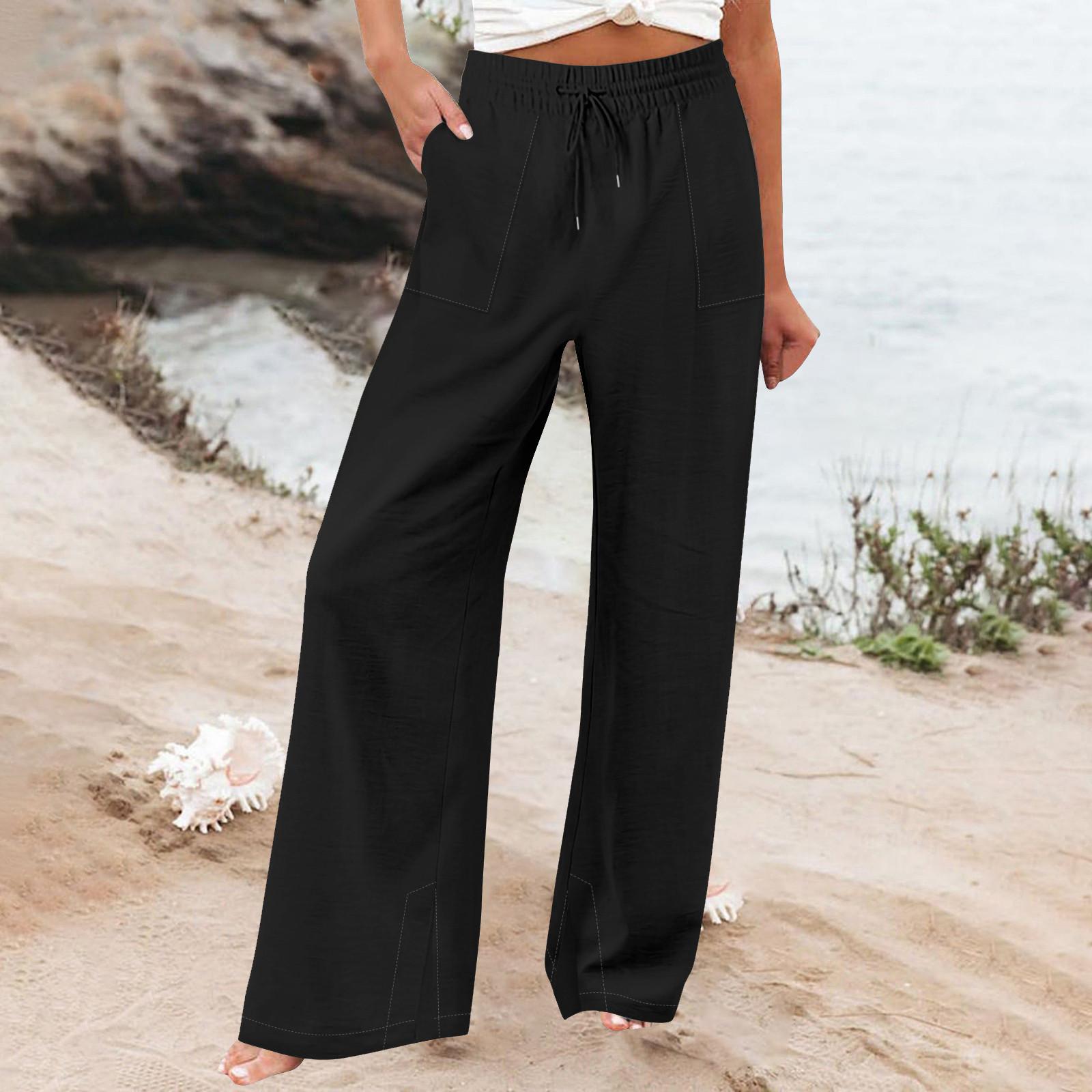 

Women S Sports Fitness Pants Casual Loose Elastic Jogging Pants Straight Wide Leg Pants Casual Pants Yoga Pants L чёрный