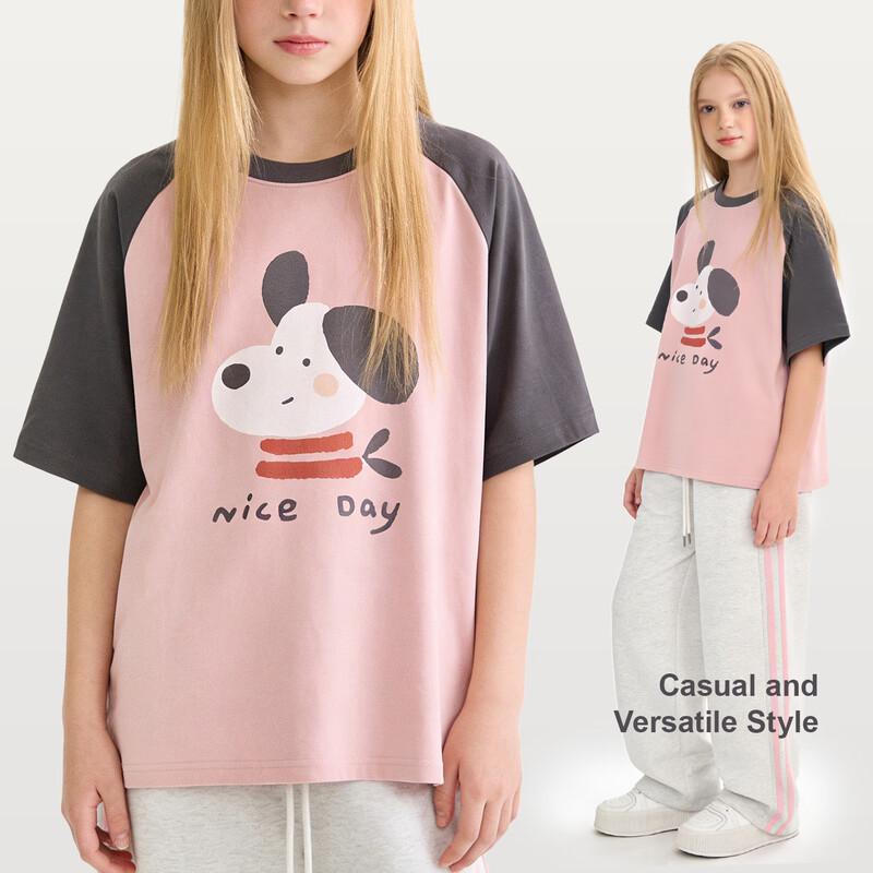 DOMIO Girls  Raglan Short Sleeve T-shirt 165