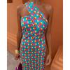 Summer Sexy Print One Shoulder Dress Women Elegant Retro Backless High Street Dresses Female Fashion Chic Slim Sleeveless Party Clothes