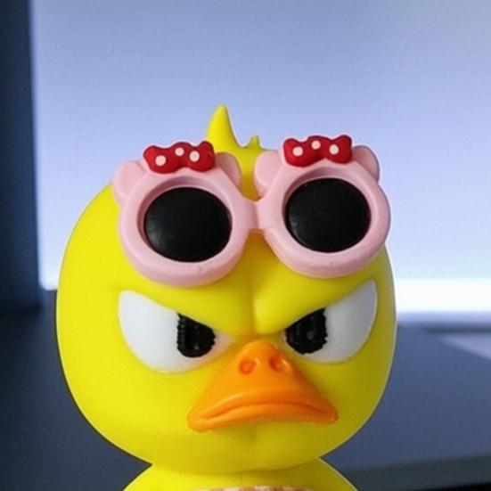 Creative Birthday Gifts 3D Printed Cute Duck Figurine with Glasses, Angry Pose Desk Decor, Miniature Collection Office Bookcase Car Ornament,