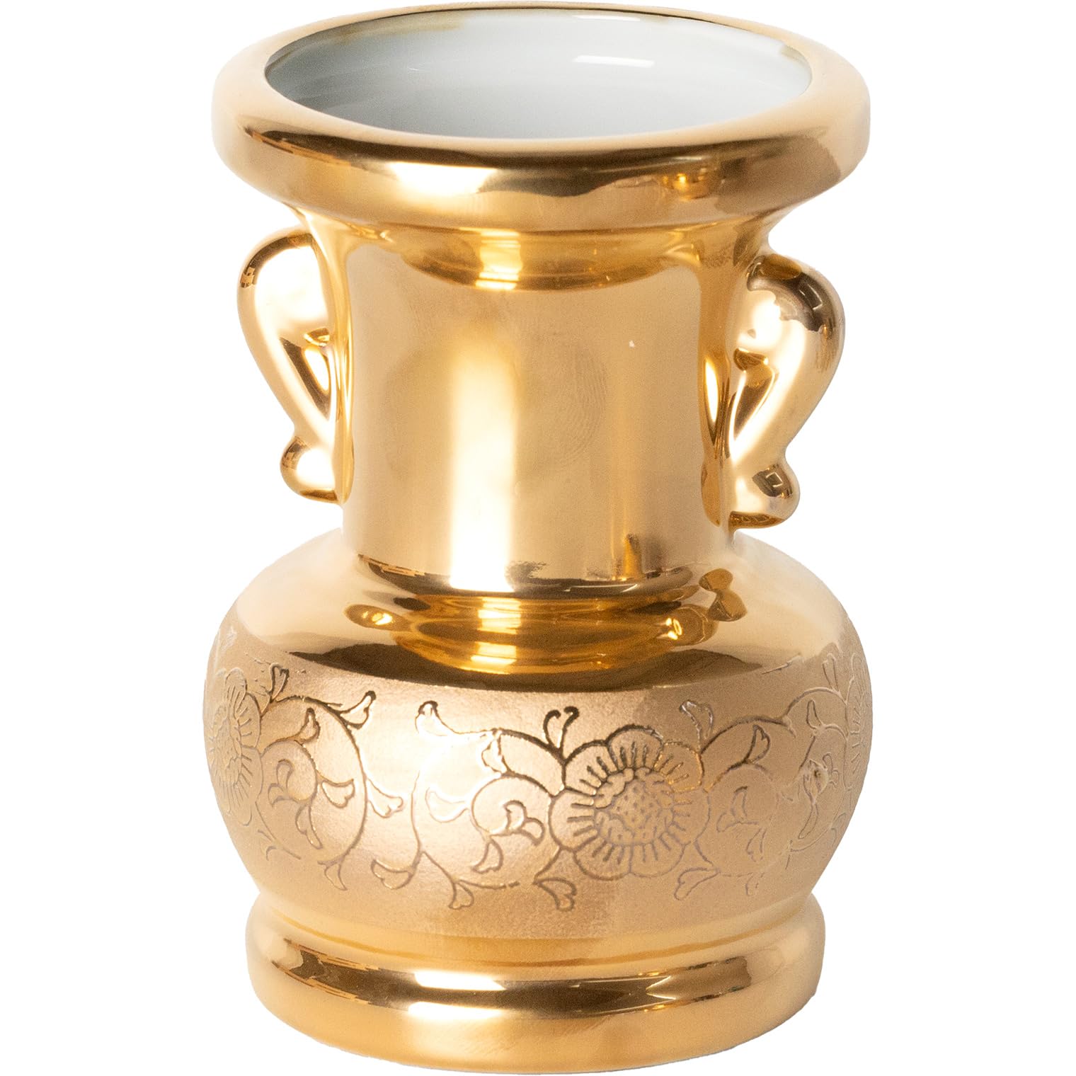 

Ceramic Arte Buddhist Altar Accessories, Gold Arabesque Ball Buddhist Flower Vase [3.5-inch Flower Vase Real Gold Finish Made in Japan] Approx. 7.5