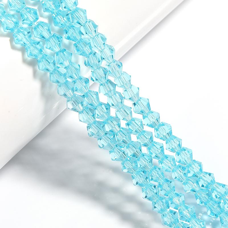 Apx 95pcs/Strand 4mm Shiny Crystal Beads Bicone Beads Faceted Glass Beads Loose Spacer Beads for Bracelet DIY Jewelry Making