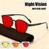 Men's Ultralight Fashion Night Vision Glasses Orange and Red Lens Protective Glasses Vintage Round Frame Anti Blue Light Glasses