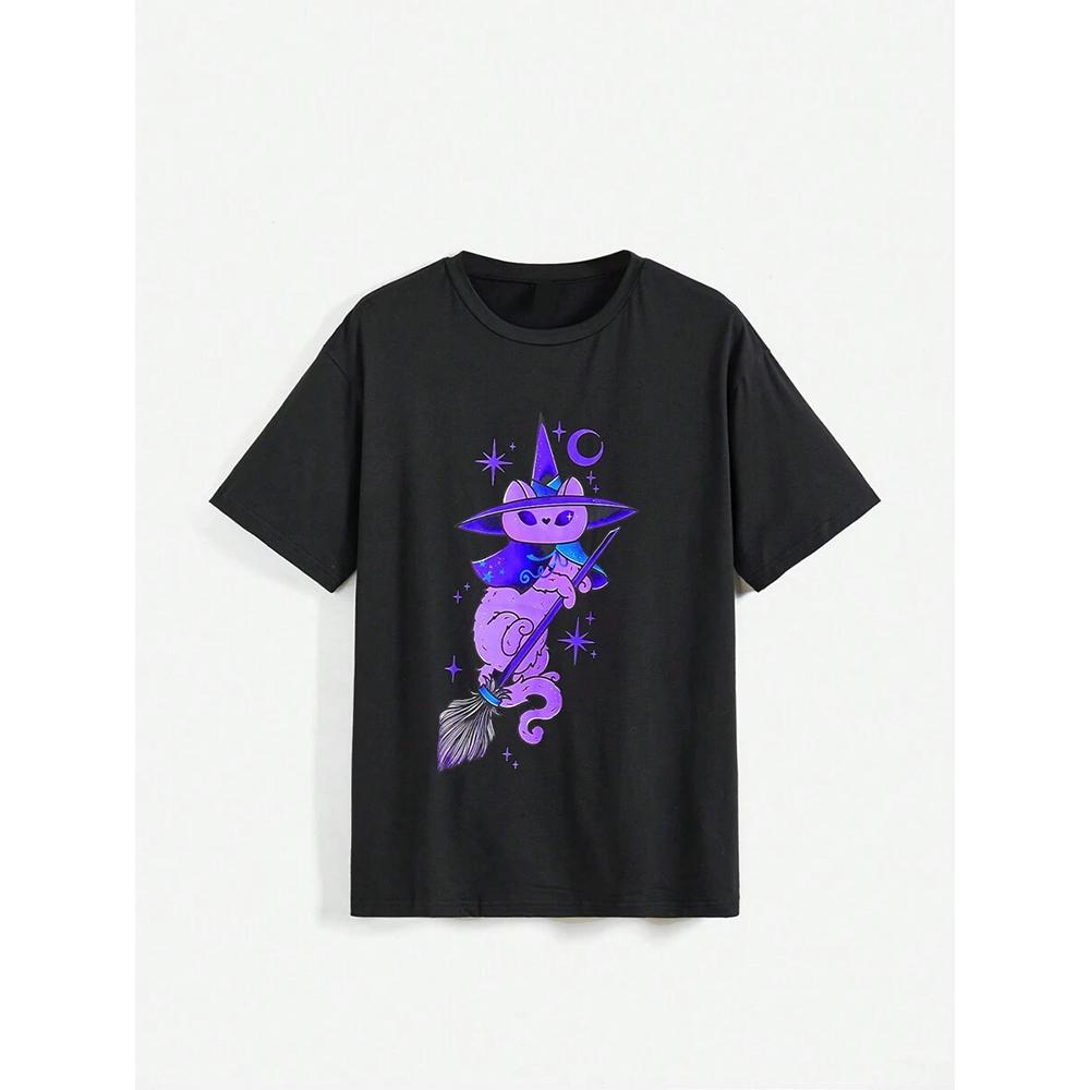 Summer Men's And Women's Cartoon Pattern Printed Round-Neck Short-Sleeved Casual Cotton Loose And Breathable T-Shirt Tops
