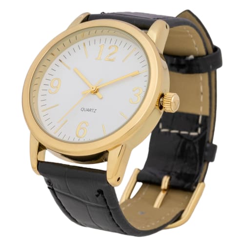 

Fieldwork Women s Analog Watch with Black Leather Strap and Large Mylar Finish (PP011-2)
