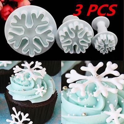 3 adet Kar Tanesi Fondan Kek Dekorasyon Sugarcraft Kesici Piston Kalıp Kalıp