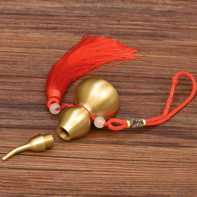 1Pc Traditional Chinese Feng Shui Gourd Brass Mental For Health Enhance Buddhist Good Luck Home Ornament Decor Pendant Keychain