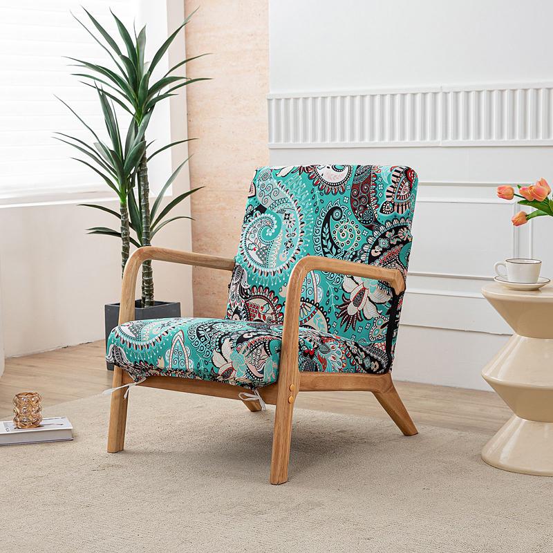 Home Decor Armchair Slipcover Elastic Chair Cover Zipper Stretch Wooden Arm Chair Cover Protector Removable Seat Cover