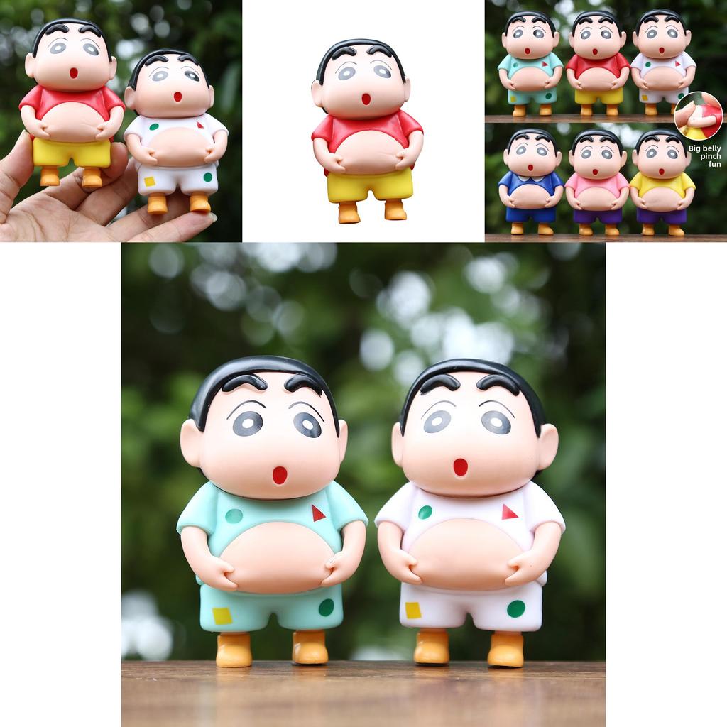 6pcs Creative Crayon Shin Chan Pinch Belly Model Pendant Set For All Ages