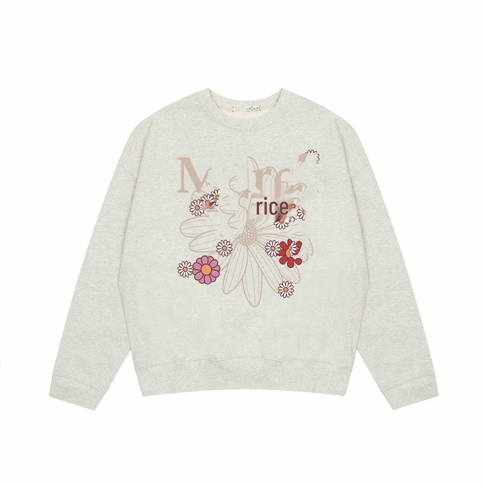 

Mard Embroidery-Style Women s Hoodie - Small, Korean Version, Daisy Go Geun-young Inspired, Large Flower, Round Neck Printed S-3XL (Remark on Order)