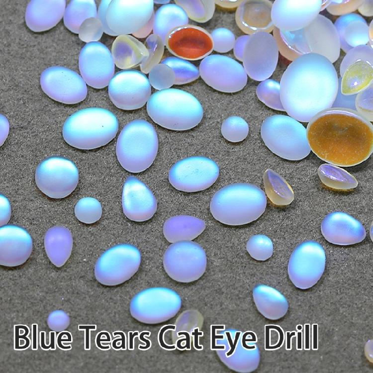 Transform Your Nails With 50pcs Blue Tears Cats Eye Matte Decorations Nail Decors For Parties Weddings And More