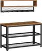 Set Appendiabiti e Panca per Scarpe, Albero da Ingresso con Panca, Mobili per Corridoio, Multifunzionale, Ganci Appendiabiti a Punti, Scarpiera a 2 Piani, Stile Industriale