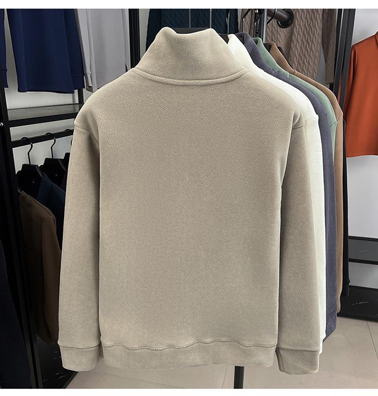 Moletom com Capuz Teddy Fleece Masculino de Gola Alta com Meio Zíper - Quente, Grosso e Versátil para Outono e Inverno