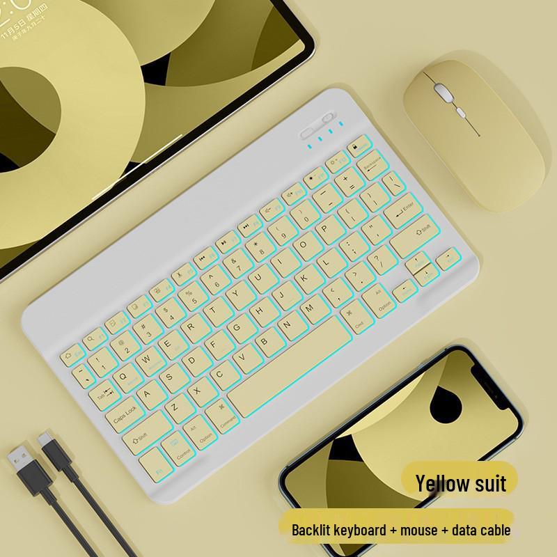 RGB Backlit Bluetooth Keyboard & Silent Wireless Mouse for iPad, Huawei & Tablets