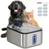 Automatic Stainless Steel Cat Water Fountain 5L, Silent, 3-Stage Cat Water Dispenser Filter USB Charger, Silver