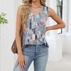 Women Sleeveless V Neck Tank Top Loose Fit Floral Print Summer Casual Blouse Lightweight Soft Fabric Comfortable Wear