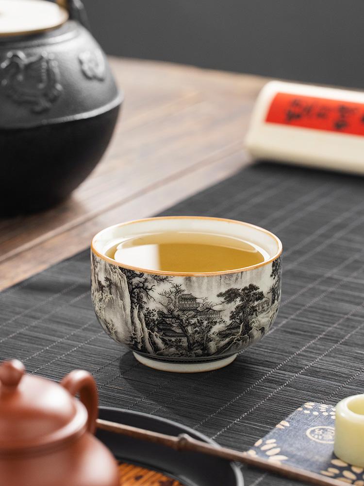 120ML Krajinná Ru pec Mistrovská šálka Domácí čajová šálka Ručně vyráběná čajová miska Čichací šálek Potřeby pro čajový set Čajové nádobí Šálek čaje