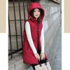Autumn and Winter Women's Solid Color Vest Hooded Loose Thickening Warm Mid-length Sleeveless Women's Jacket