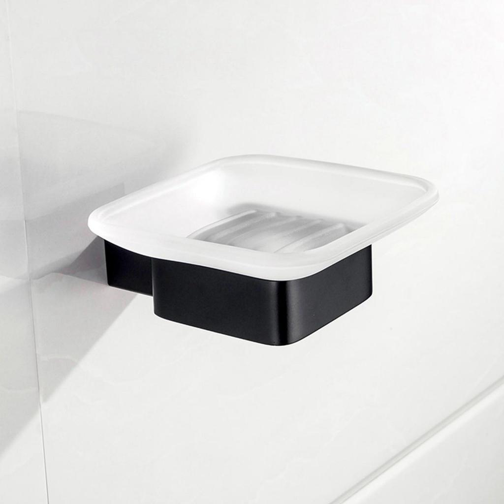 Bathroom Soap Rack, Soap Storage Rack, Bathroom accessories,Square Glass Soap Dish Black silver,Soap Holder