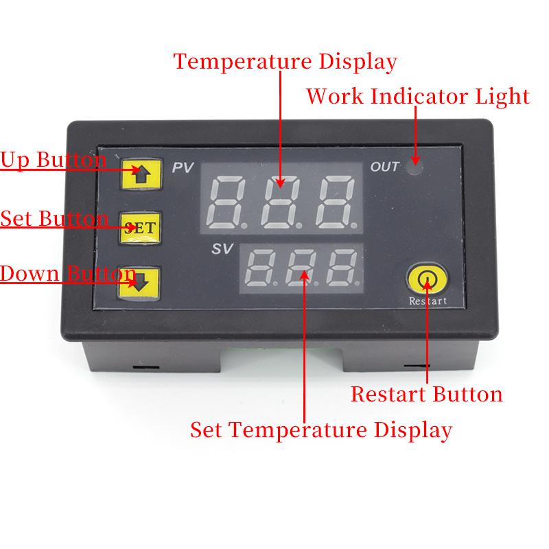 W3230 DC 12V 24V 110V 220V AC Digital Temperature Controller LED Display Thermostat With Heating Cooling Switch NTC Sensor