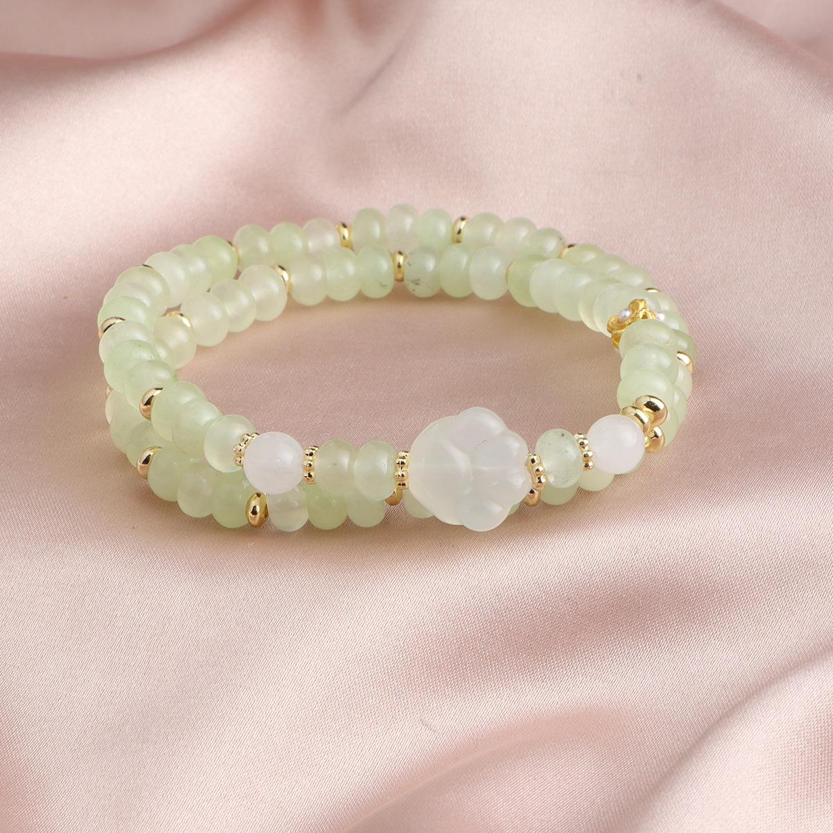 Новый китайский браслет, натуральный виноградный камень, свежий хрустальный браслет, халцедон кошачья лапка, цветок персика, лежа на коте прямая трансляция, взрывной