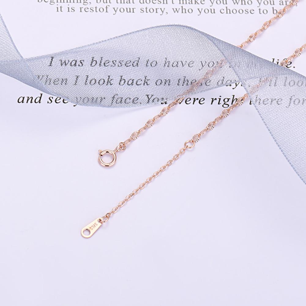 S925 Silver Rose Gold Shiny Lip Necklace Ultra Thin Plain Chain No Pendant Purple Gold Bare Chain