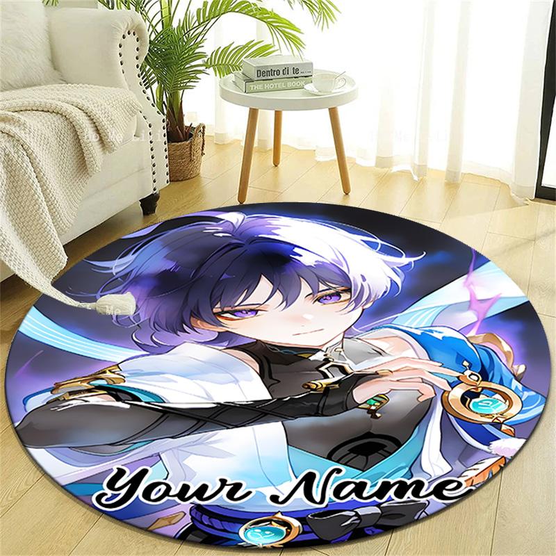 Personalized Genshin Impact Round Chair Office Rug - Perfect for Mat, Office Chair & More - Ideal Gift for Birthdays and Holidays