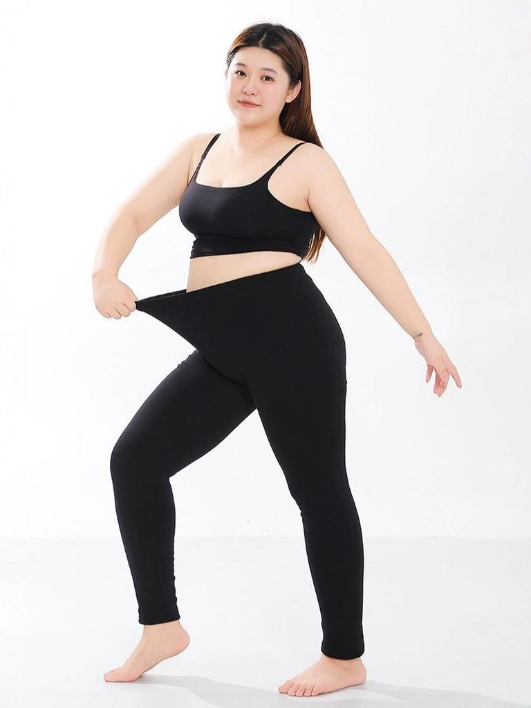 Winter 300 Jin Plus Size Fleece-Lined Knit Leggings - Super Elastic Waist & Warmth