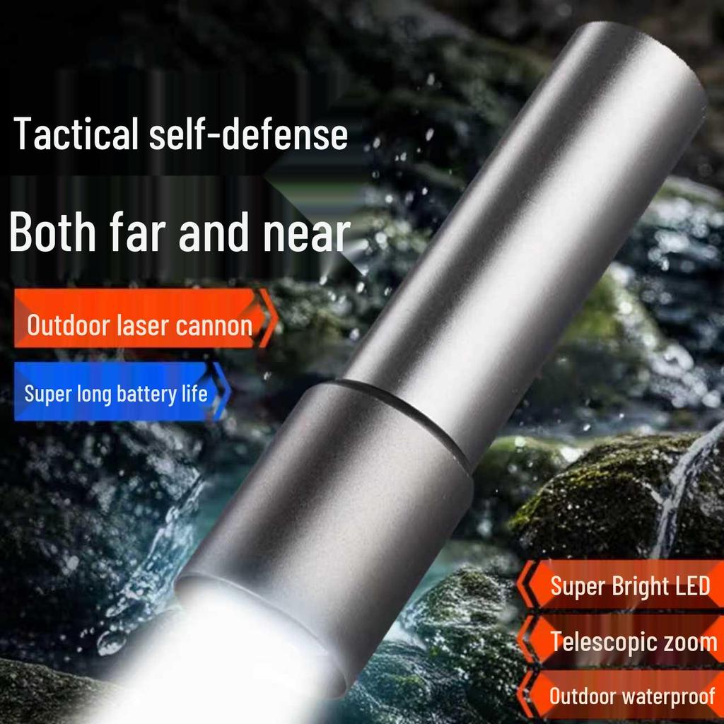 Multi-functional Aluminum Alloy Portable Flashlight - Push-Pull Zoom & Emergency Lamp